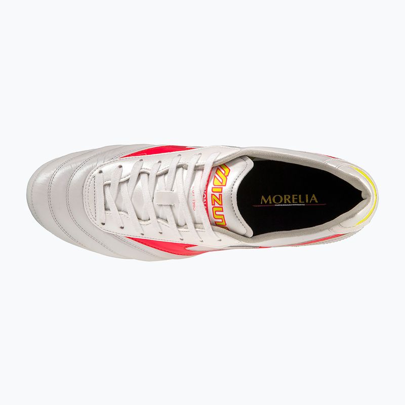 Mizuno Morelia II Elite MD ghete de fotbal pentru bărbați alb/flery coral2/bolt2 10
