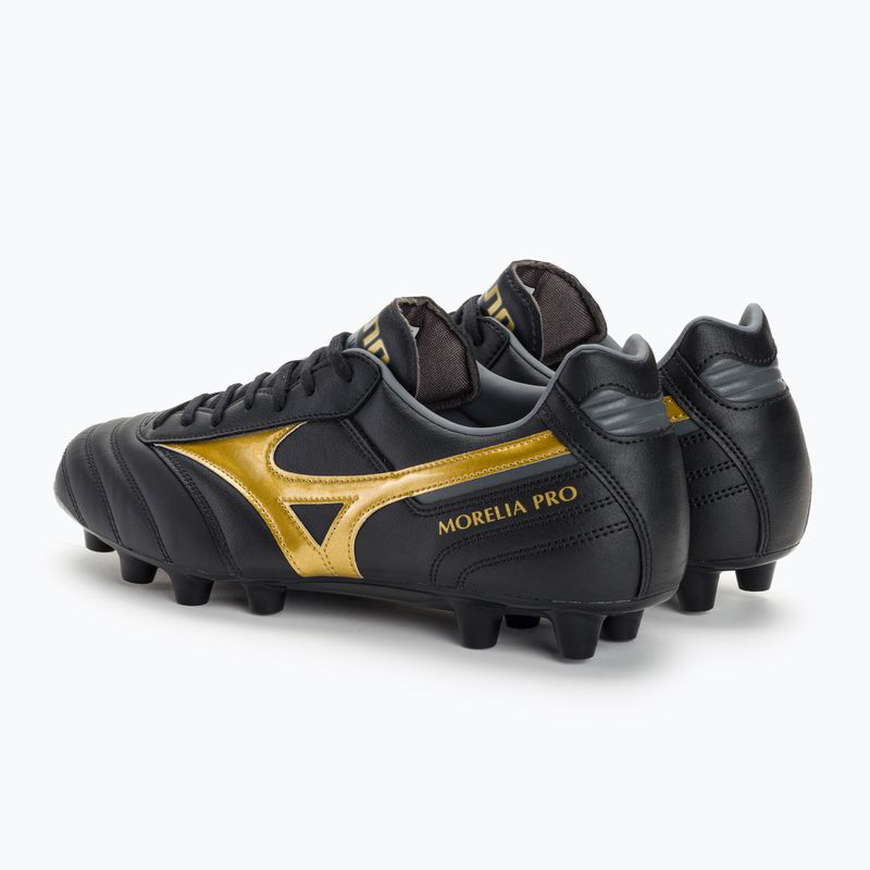 Mizuno Morelia II PRO MD ghete de fotbal pentru bărbați negru/aur/umbră întunecată 3