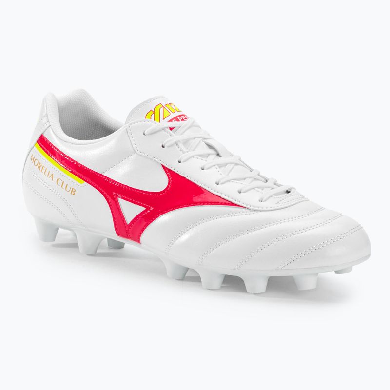 Mizuno Morelia II Club MD ghete de fotbal pentru bărbați alb/flery coral2/bolt2