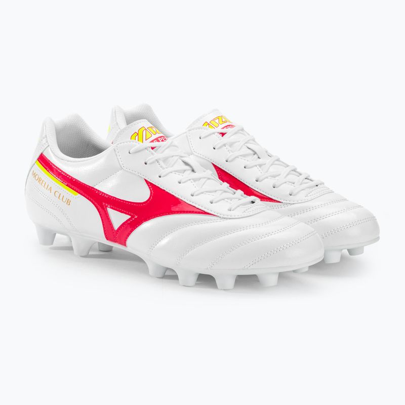 Mizuno Morelia II Club MD ghete de fotbal pentru bărbați alb/flery coral2/bolt2 5