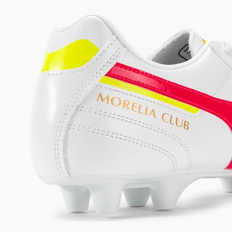 Mizuno Morelia II Club MD ghete de fotbal pentru bărbați alb/flery coral2/bolt2 10