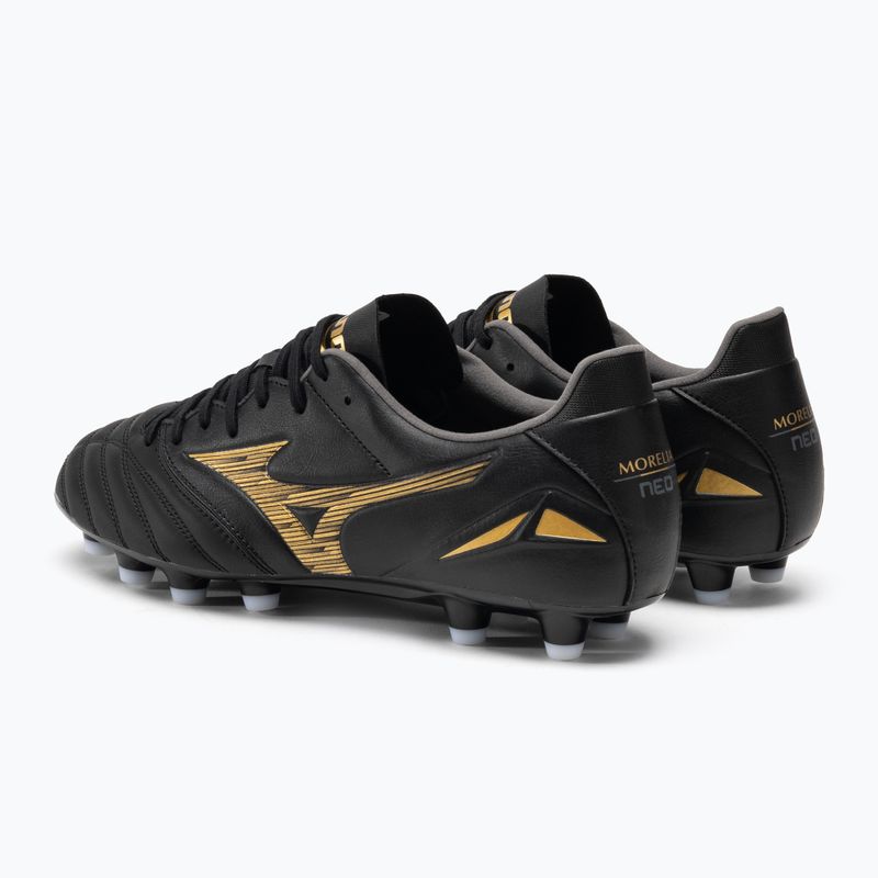 Ghete de fotbal Mizuno Morelia Neo IV Pro MD pentru bărbați, negru/auriu/negru 3