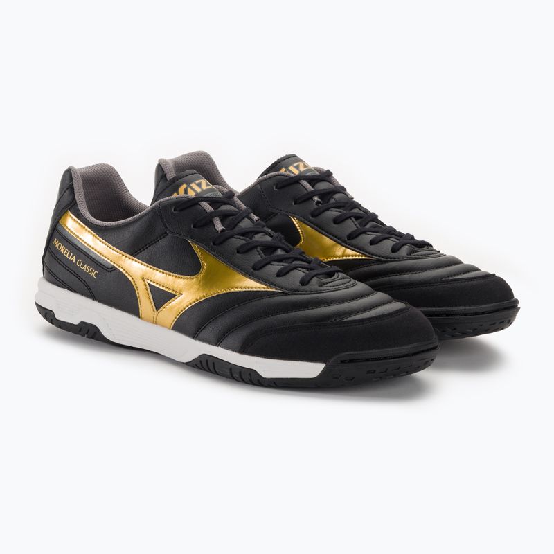 Mizuno Morelia Morelia Sala Classic IN negru/aur/umbră întunecată ghete de fotbal pentru bărbați 4