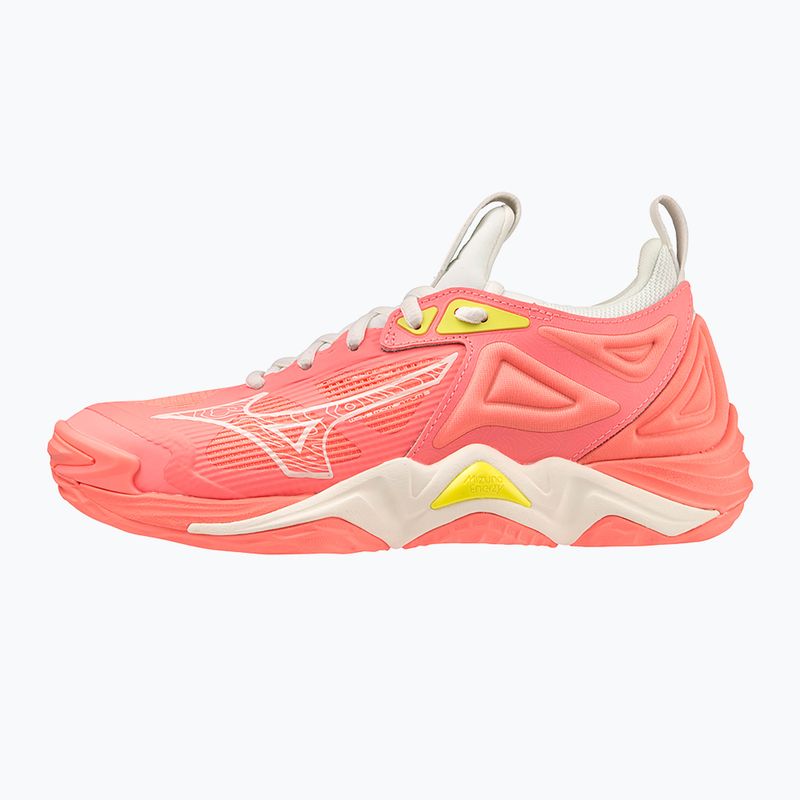 Încălțăminte de volei pentru femei Mizuno Wave Momentum 3 candy coral/black/bolt 2 neon 8