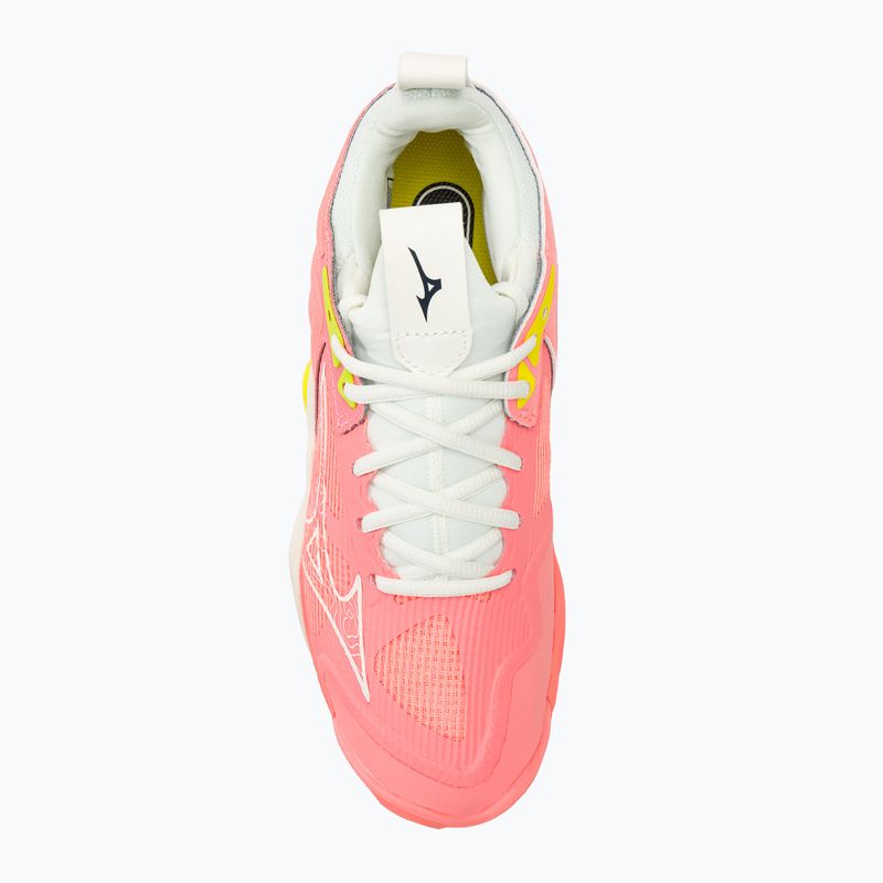 Încălțăminte de volei pentru femei Mizuno Wave Momentum 3 candy coral/black/bolt 2 neon 5