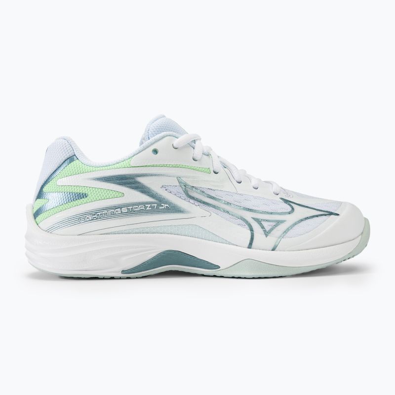 Încălțăminte de volei pentru copii Mizuno Lightning Star Z7 JR white/gridge/patinagreen 2