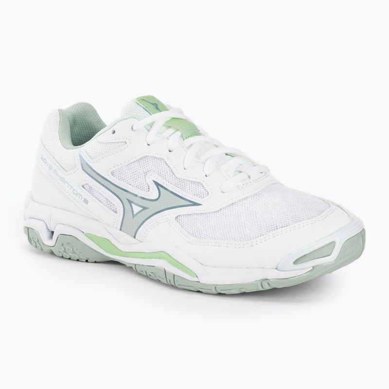 Încălțăminte de handbal pentru femei Mizuno Wave Phantom 3 white/glacial ridge/patinagreen