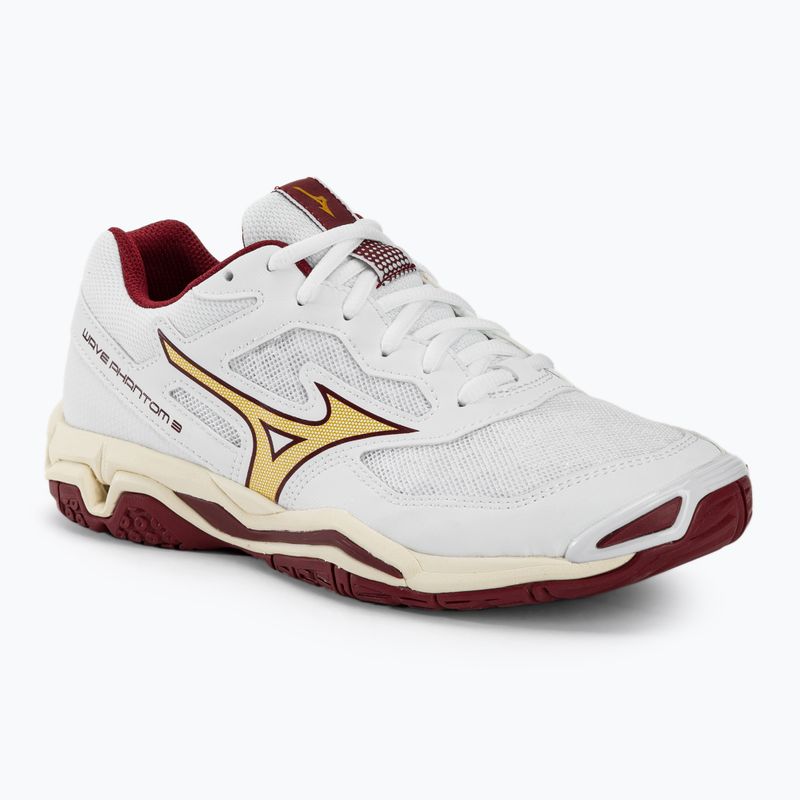 Încălțăminte de handbal pentru femei Mizuno Wave Phantom 3 white/cabernet/mp gold