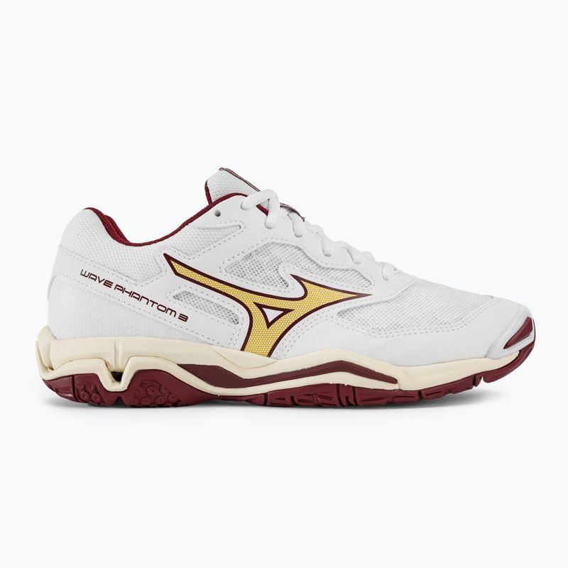 Încălțăminte de handbal pentru femei Mizuno Wave Phantom 3 white/cabernet/mp gold 2