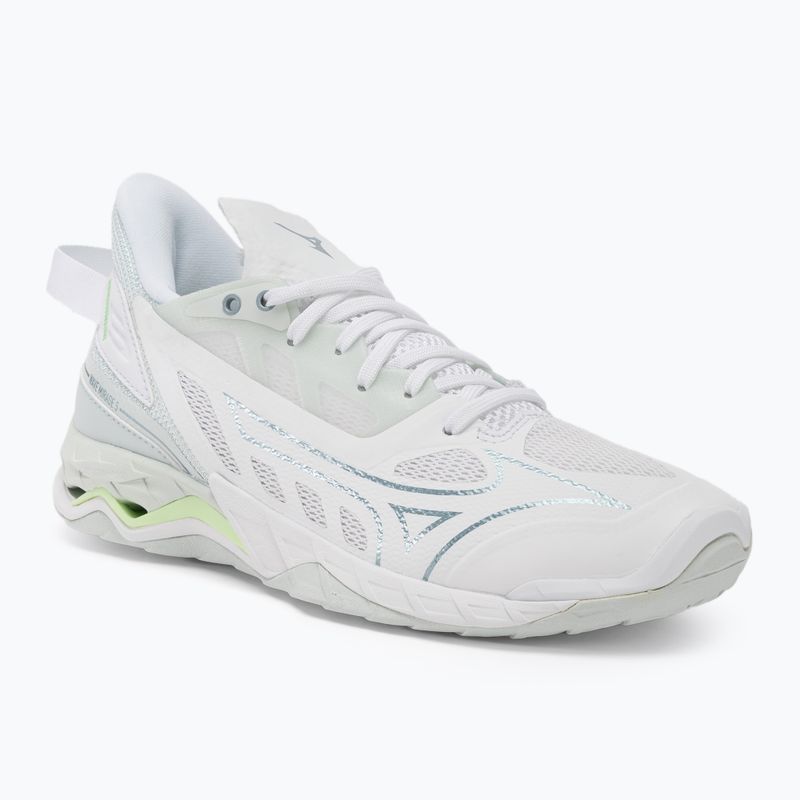 Încălțăminte de handbal pentru femei Mizuno Wave Mirage 5 white/glacial ridge/patinagreen