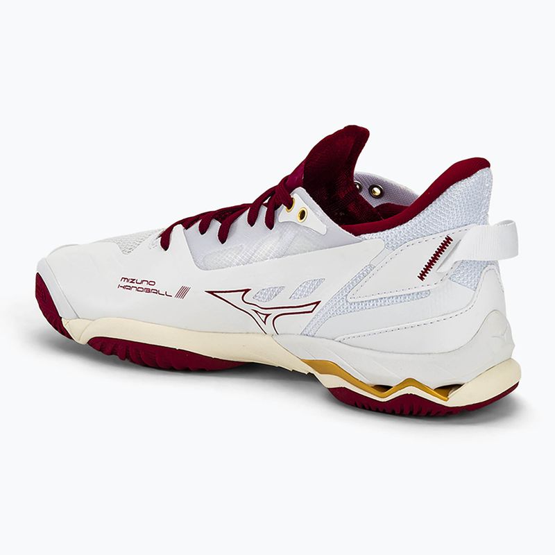 Încălțăminte de handbal pentru femei Mizuno Wave Mirage 5 white/cabernet/mp gold 3