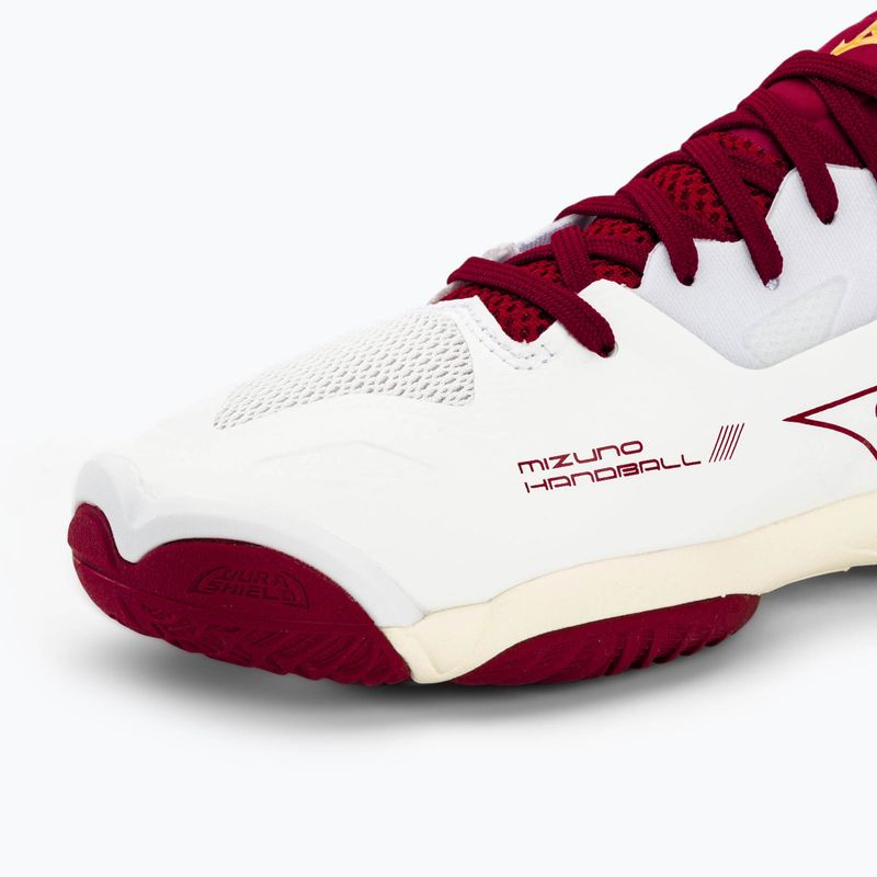 Încălțăminte de handbal pentru femei Mizuno Wave Mirage 5 white/cabernet/mp gold 7