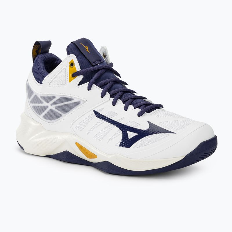 Încălțăminte de volei  Mizuno Wave Dimension Mid white/blue ribbon/mp gold