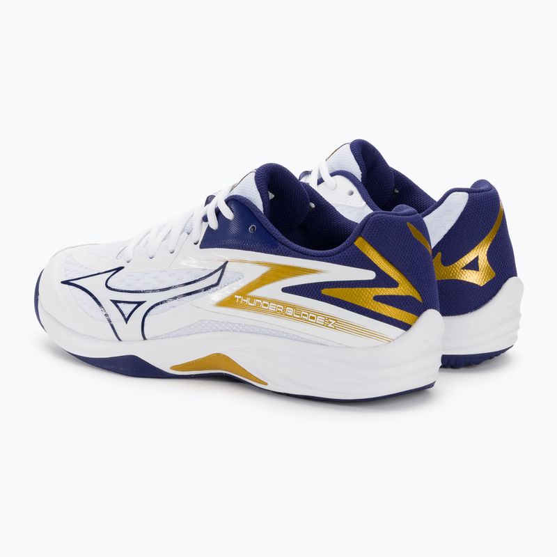 Pantofi de volei pentru bărbați Mizuno Thunder Blade Z alb / panglică albastră / aur mp 4