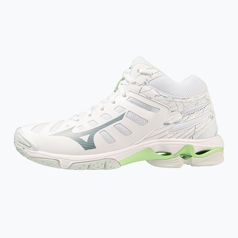 Încălțăminte de volei pentru femei Mizuno Wave Voltage Mid white/glacial ridge/patina green 8