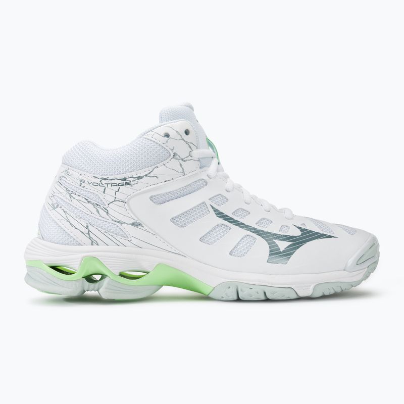 Încălțăminte de volei pentru femei Mizuno Wave Voltage Mid white/glacial ridge/patina green 2