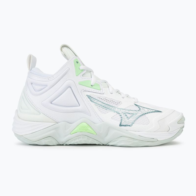 Încălțăminte de volei pentru femei Mizuno Wave Momentum 3 Mid white/glacial/pantinagreen 2