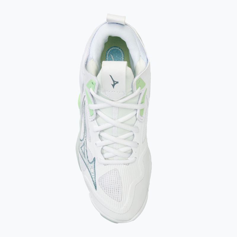 Încălțăminte de volei pentru femei Mizuno Wave Momentum 3 Mid white/glacial/pantinagreen 5