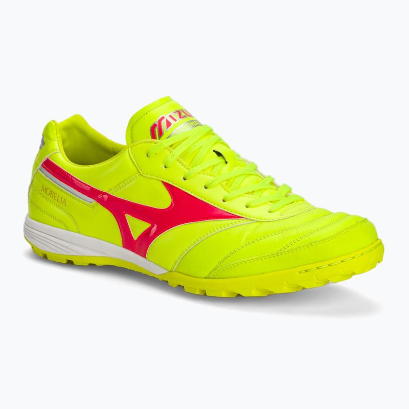 Încălțăminte de fotbal pentru bărbați Mizuno Morelia Sala Elite TF safety yellow/fiery coral 2/galaxy silver