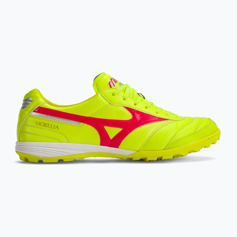 Încălțăminte de fotbal pentru bărbați Mizuno Morelia Sala Elite TF safety yellow/fiery coral 2/galaxy silver 2