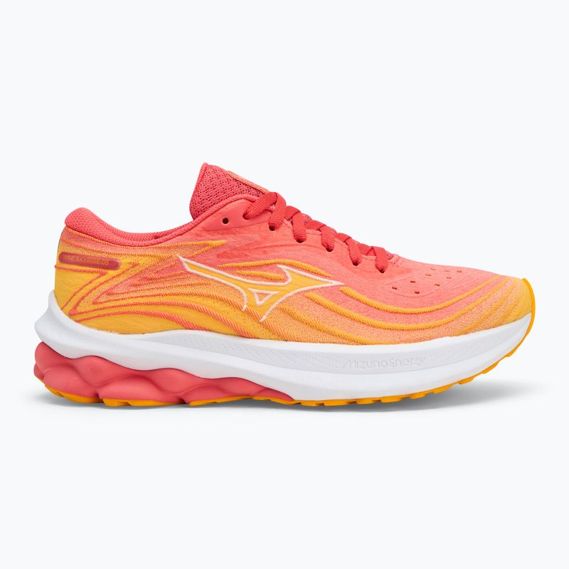 Încălțăminte de alergare pentru femei Mizuno Wave Skyrise 5 dubarry/ white/ citrus 2