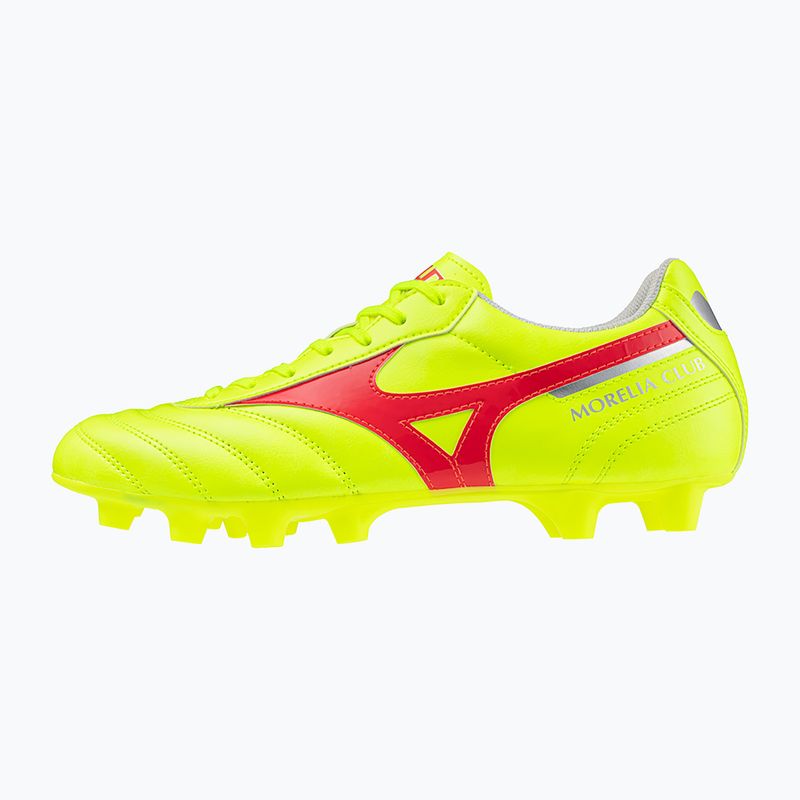 Încălțăminte de fotbal pentru bărbați Mizuno Morelia II Club MD safety yellow/fiery coral 2/galaxy silver