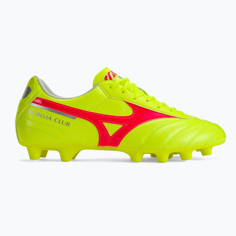 Încălțăminte de fotbal pentru bărbați Mizuno Morelia II Club MD safety yellow/fiery coral 2/galaxy silver 2
