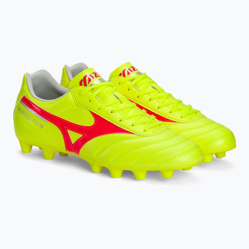 Încălțăminte de fotbal pentru bărbați Mizuno Morelia II Club MD safety yellow/fiery coral 2/galaxy silver
