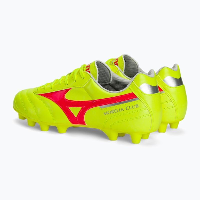 Încălțăminte de fotbal pentru bărbați Mizuno Morelia II Club MD safety yellow/fiery coral 2/galaxy silver