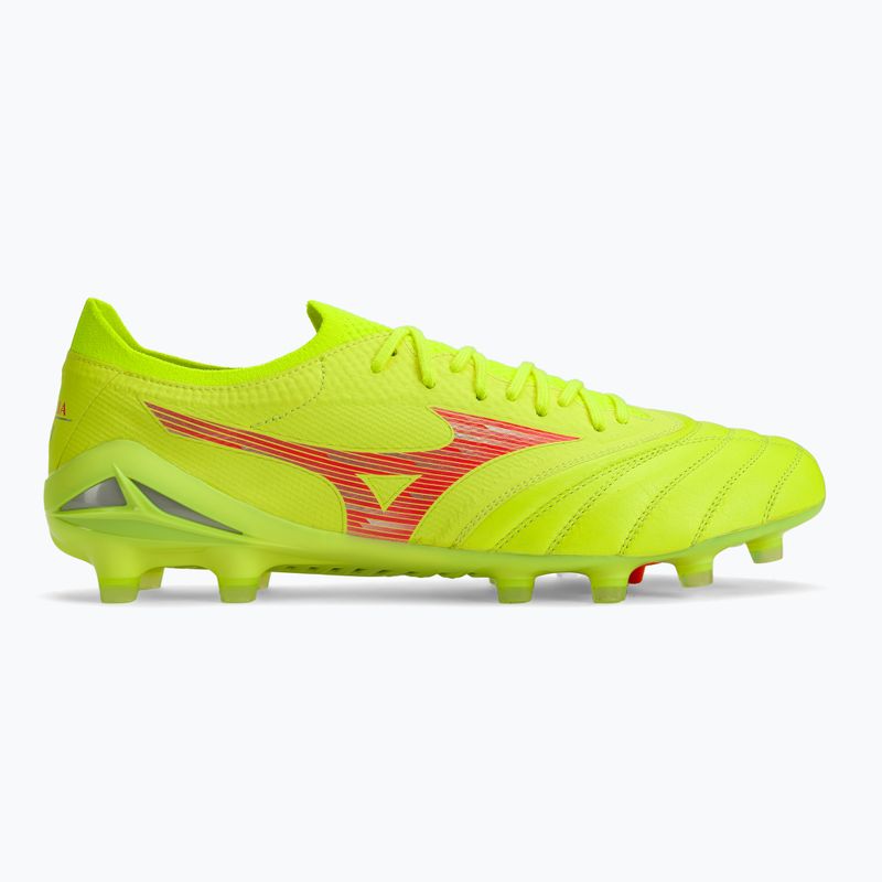 Încălțăminte de fotbal pentru bărbați Mizuno Morelia Neo IV Β Elite MD safety yellow/fiery coral 2/galaxy silver 2