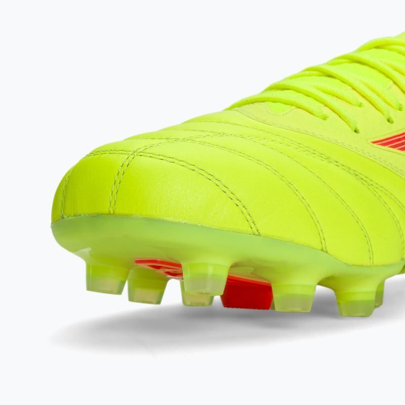 Încălțăminte de fotbal pentru bărbați Mizuno Morelia Neo IV Β Elite MD safety yellow/fiery coral 2/galaxy silver 9