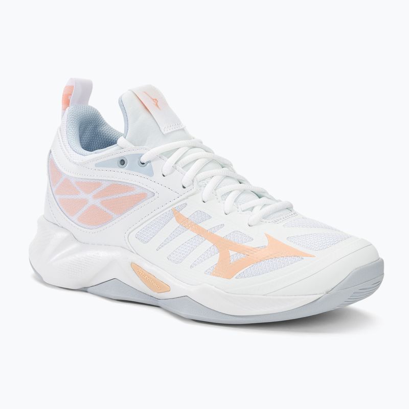 Încălțăminte de volei pentru femei  Mizuno Wave Dimension white/peach parfait/halogen blue