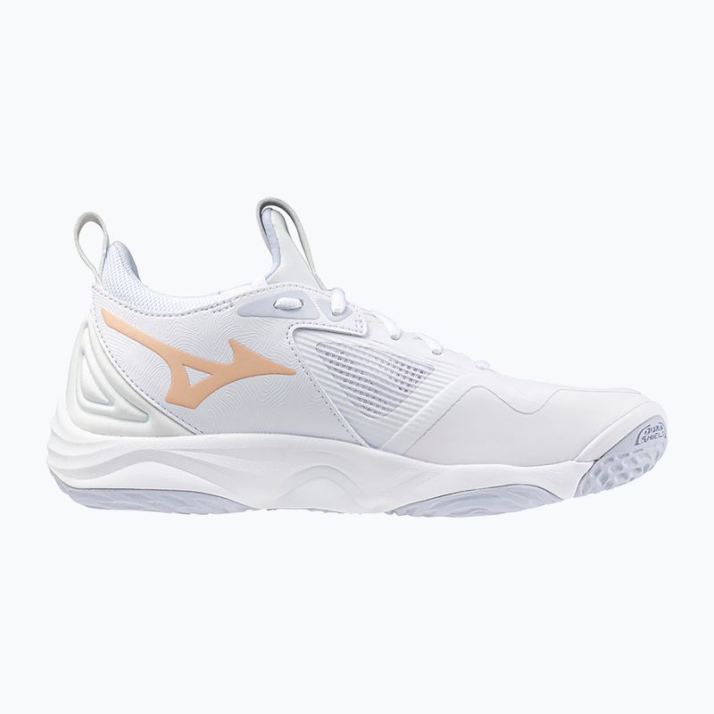 Încălțăminte de volei pentru femei Mizuno Wave Momentum 3 white/ navy peony/ peach parfait 2