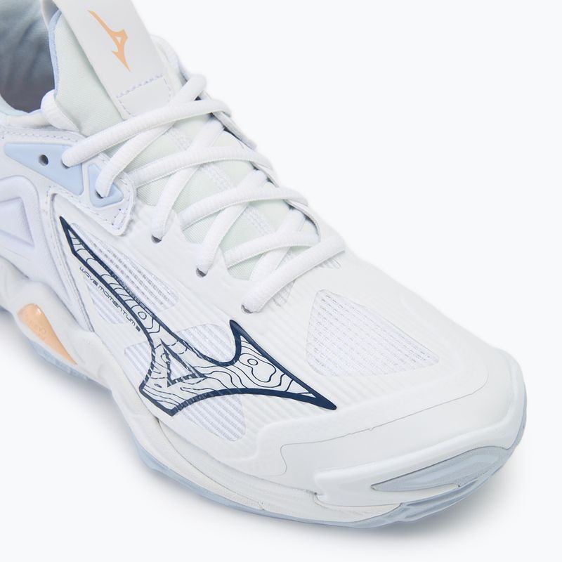 Încălțăminte de volei pentru femei Mizuno Wave Momentum 3 white/ navy peony/ peach parfait 7