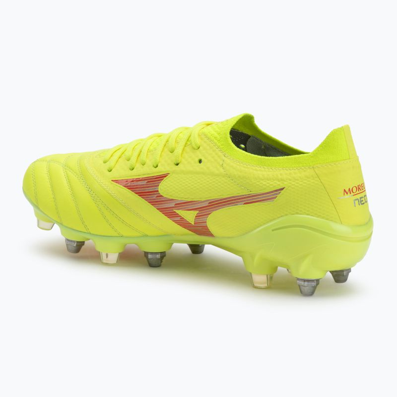 Încălțăminte de fotbal pentru bărbați Mizuno Morelia Neo IV β Elite MIX safety yellow/fiery coral 2/safety yellow 3