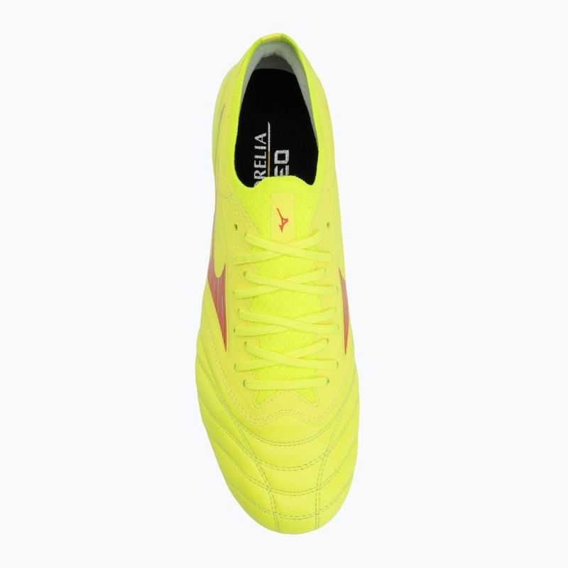 Încălțăminte de fotbal pentru bărbați Mizuno Morelia Neo IV β Elite MIX safety yellow/fiery coral 2/safety yellow 5