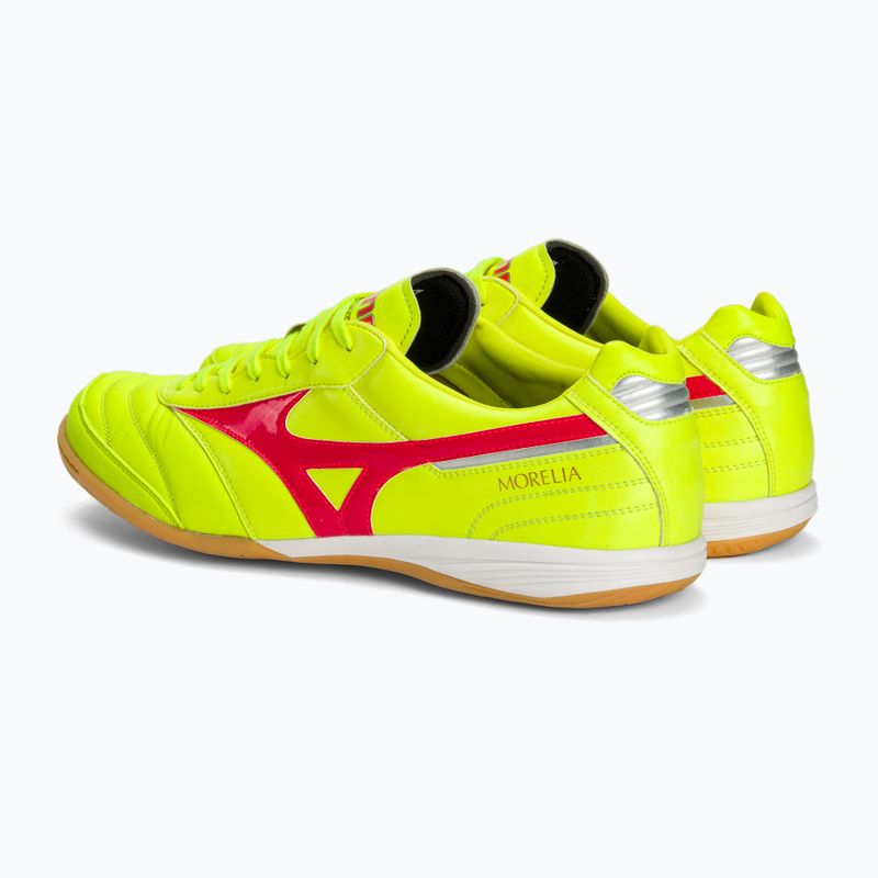 Încălțăminte de fotbal pentru bărbați Mizuno Morelia Sala Elite IN safety yellow/fiery coral 2/galaxy silver 4