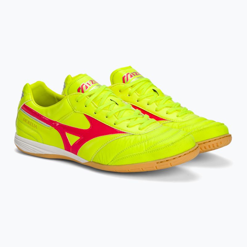 Încălțăminte de fotbal pentru bărbați Mizuno Morelia Sala Elite IN safety yellow/fiery coral 2/galaxy silver 5