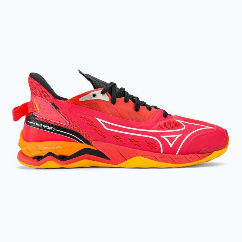 Încălțăminte de handbal pentru bărbați Mizuno Wave Mirage 5 radiant red/white/carrot curl 2