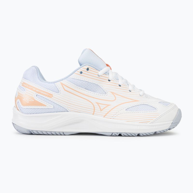 Încălțăminte de volei pentru femei Mizuno Cyclone Speed 4 white/peach parfait/halogen blue 2