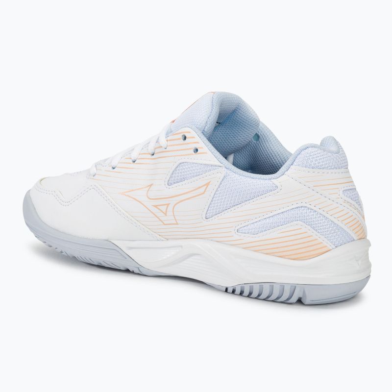 Încălțăminte de volei pentru femei Mizuno Cyclone Speed 4 white/peach parfait/halogen blue 3