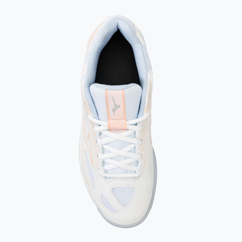 Încălțăminte de volei pentru femei Mizuno Cyclone Speed 4 white/peach parfait/halogen blue 5