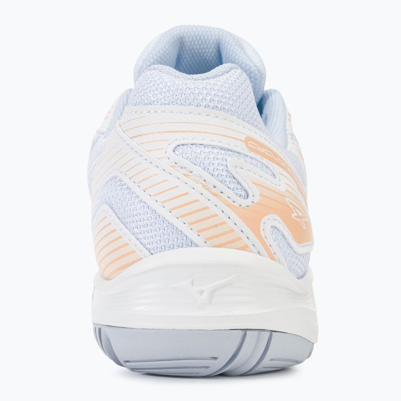 Încălțăminte de volei pentru femei Mizuno Cyclone Speed 4 white/peach parfait/halogen blue 6