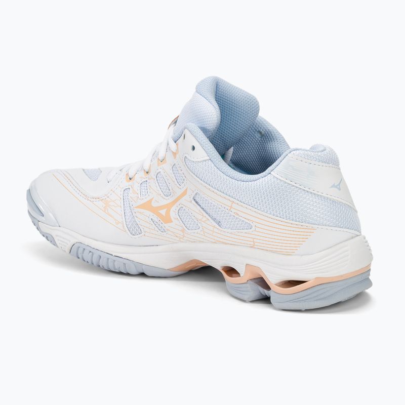 Încălțăminte de volei pentru femei Mizuno Wave Voltage white/peach parfait/halogen blue 3