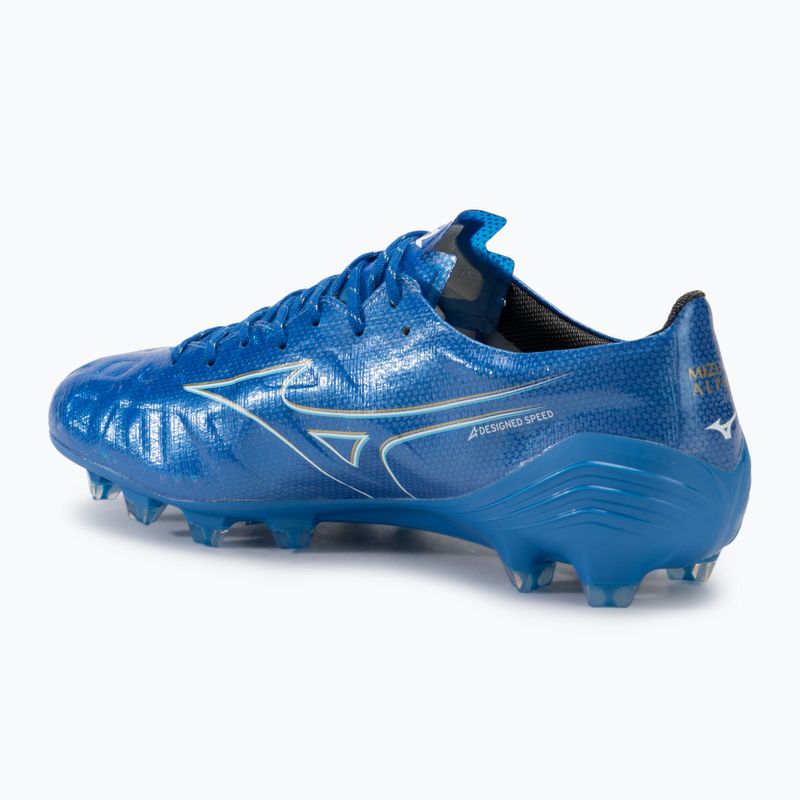 Încălțăminte de fotbal pentru bărbați Mizuno α Elite FG white/laser blue/gold 3