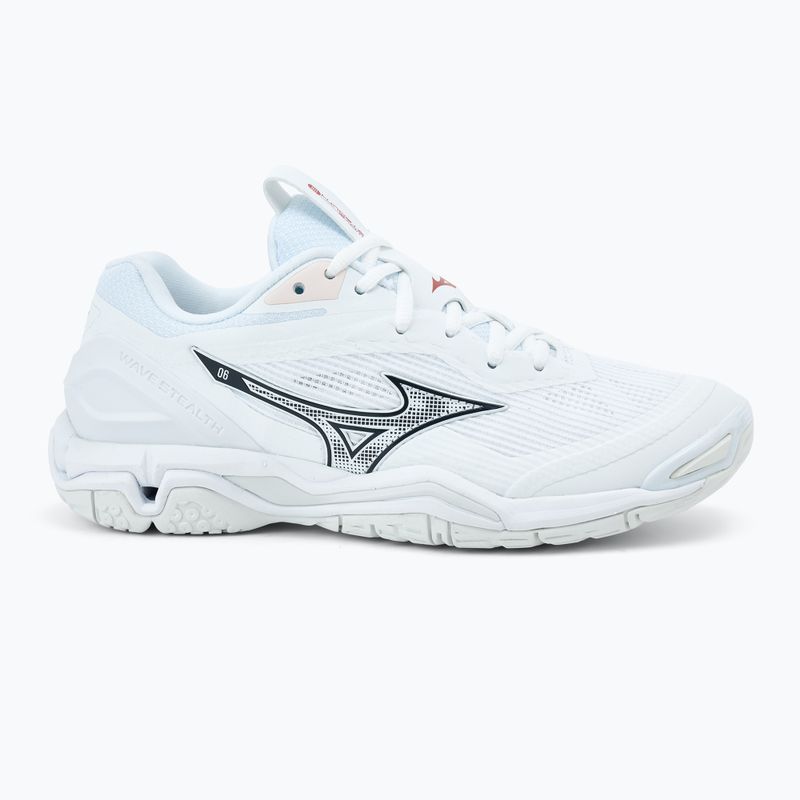 Încălțăminte de handbal pentru femei Mizuno Wave Stealth 6 white/aleutian/cloud pink 2