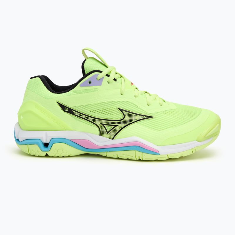 Încălțăminte de handbal pentru bărbați Mizuno Wave Stealth 6 neo lime/black/splish splash 2