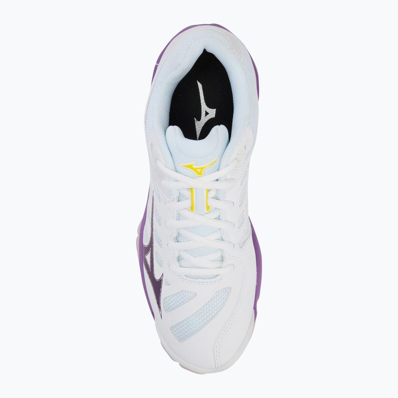 Încălțăminte de volei pentru femei Mizuno Wave Voltage 2 white/patrician purple/quince 5