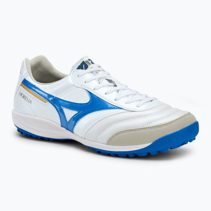 Încălțăminte de fotbal pentru bărbați Mizuno Morelia Sala Elite TF white/laser blue/gold
