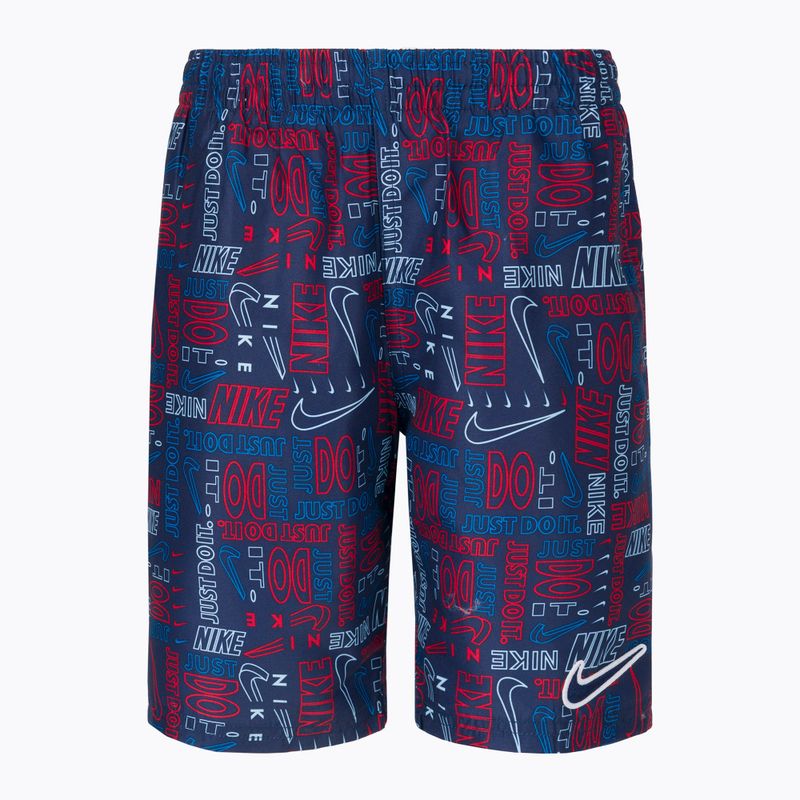 Pantaloni scurți de baie pentru copii Nike Logo Mashup 8" Volley albastru marin NESSC791-440